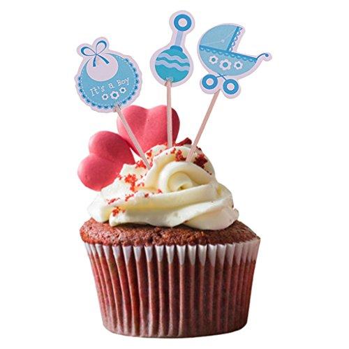 Inzopo Pack of 18 It'a a Girl or Boy Cake Topper Baby Shower Christening Party Cupcake Picks - It's a Boy, One Size
