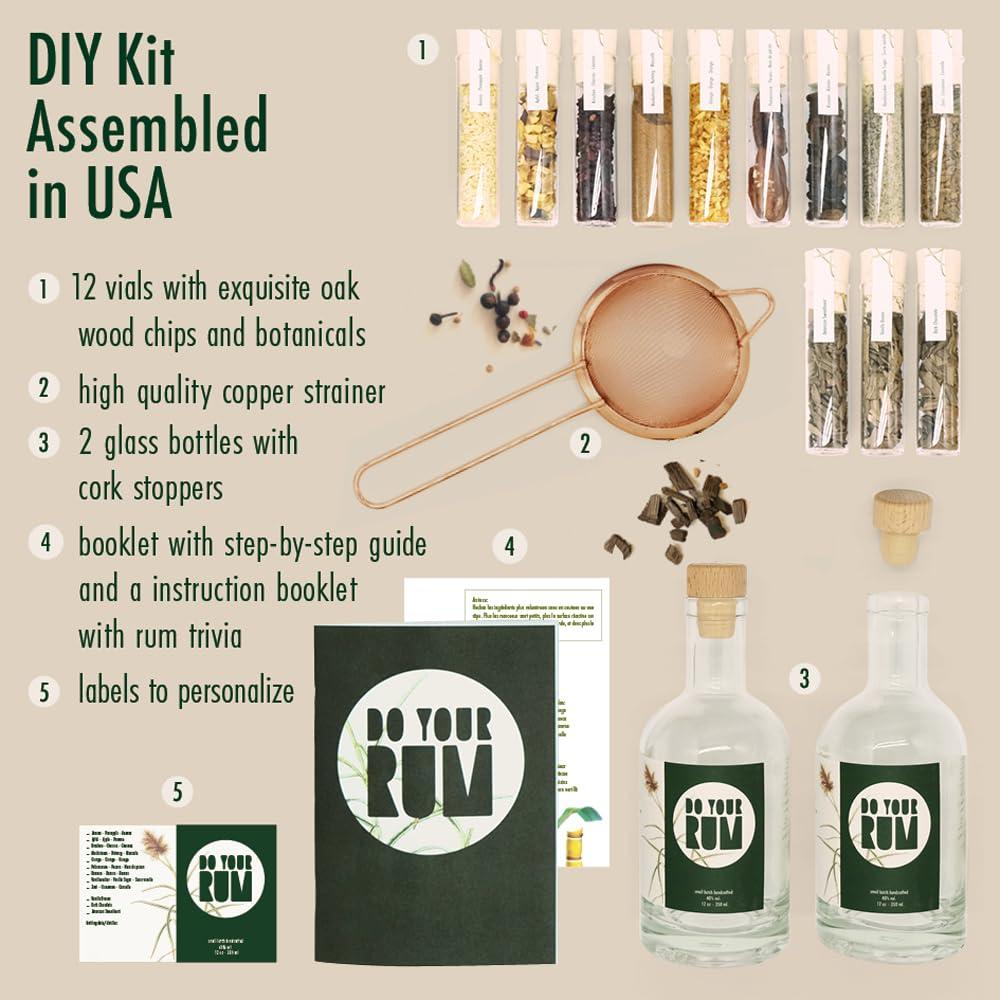 DO YOUR GIN DO YOUR RUM | Rum Making Kit | DIY Gift Sets for Men & Women | Bartender Gift Basket | Rum Gift Set | 12 Botanicals | Birthday Gift for Her, Him