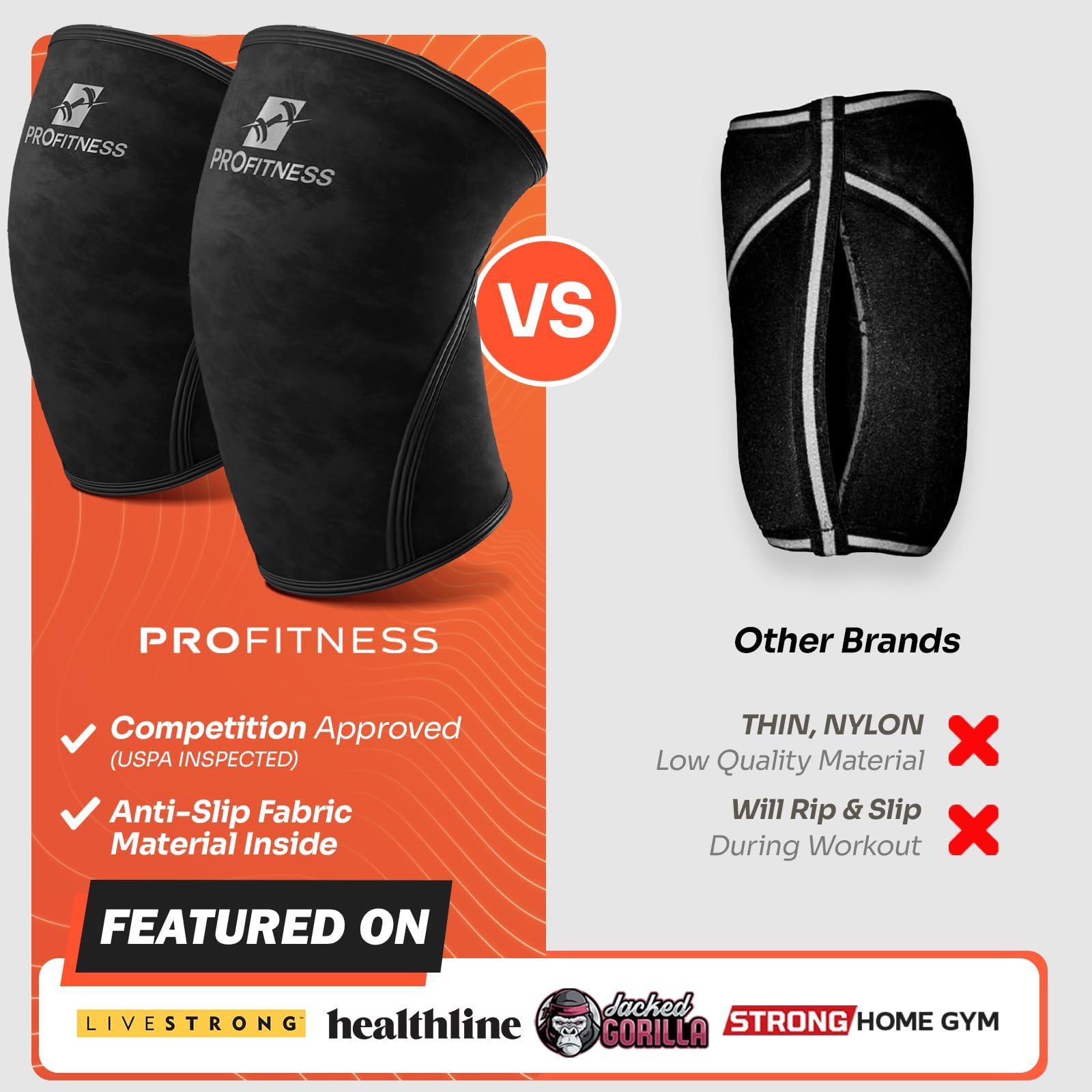 ProFitness ProFitness Knee Sleeve Weightlifting - Knee Brace for Men Workout Support for Working belt weightlifting Out, belt for weightlifting Squats, Weight Lifting, Functional Fitness (Black/Black, Medium)