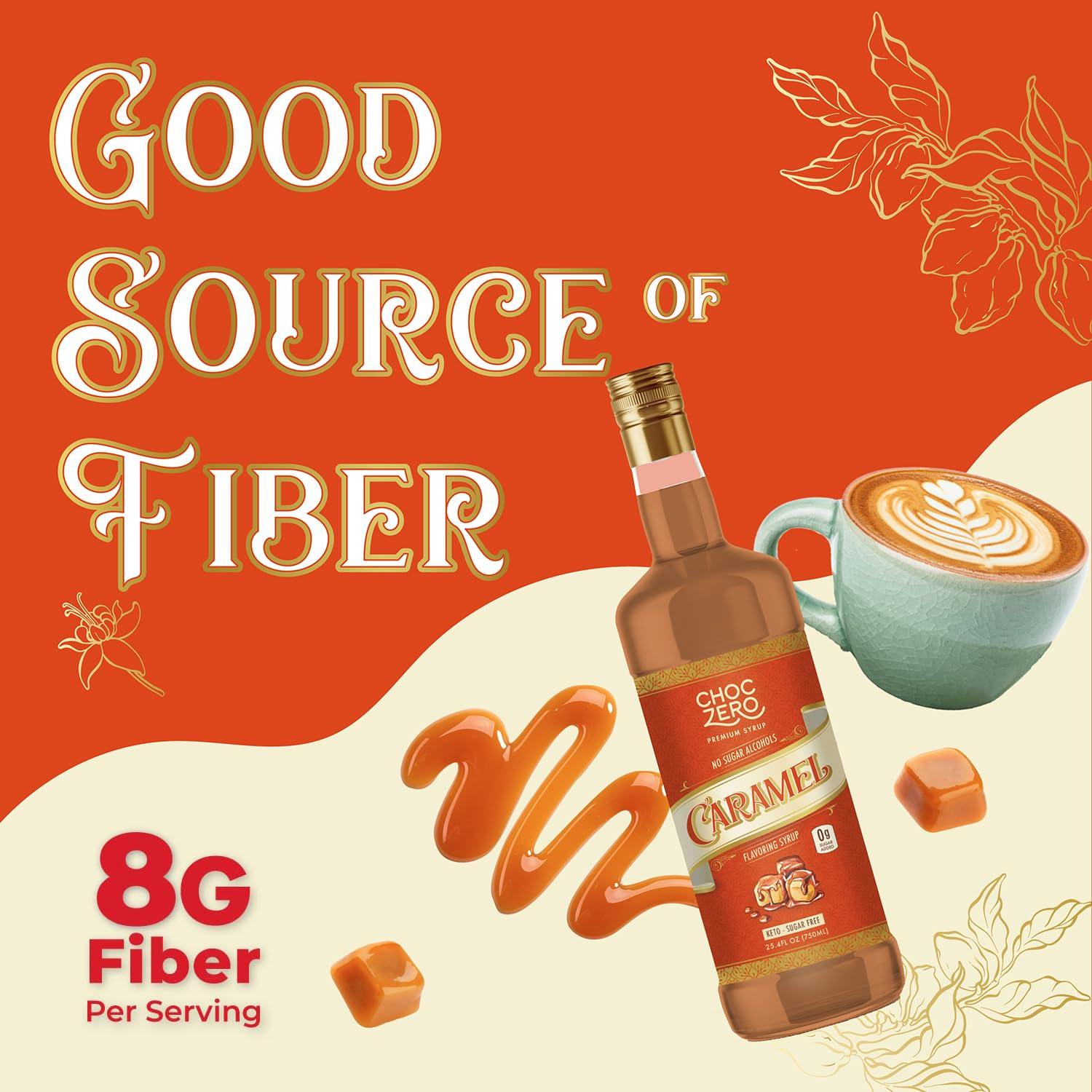 ChocZero ChocZero Sugar Free Caramel Syrup for Coffee - Keto Flavoring Syrups - Low Calorie Simple Syrup for Flavored Drinks (26.5 ounce bottle/750ml)