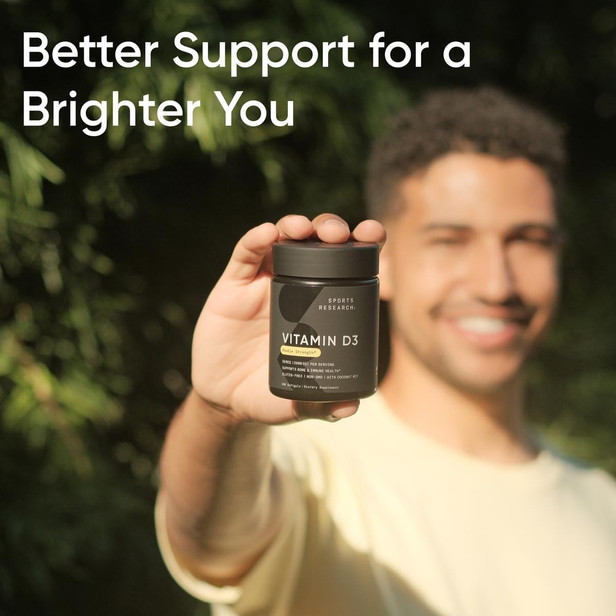 Sports Research Sports Research 10,000 iu Vitamin D3 Supplement with Organic Coconut Oil - Vitamin D for Strong Bones & Immune Health - Supports Calcium Absorption - Non-GMO - 250mcg, 120 Mini Softgels for Adults