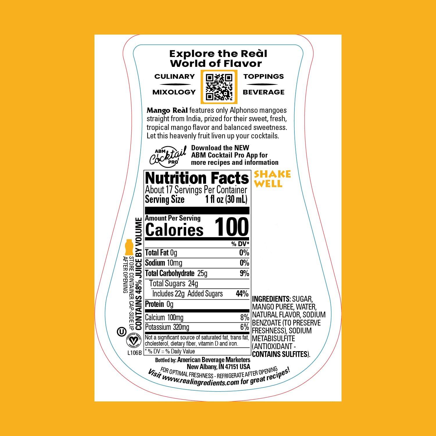 Reàl Infused Exotics Mango Reàl Infused Exotics, Mango Puree Infused Syrup, 16.9 FL OZ Squeezable Bottle (Pack of 3)