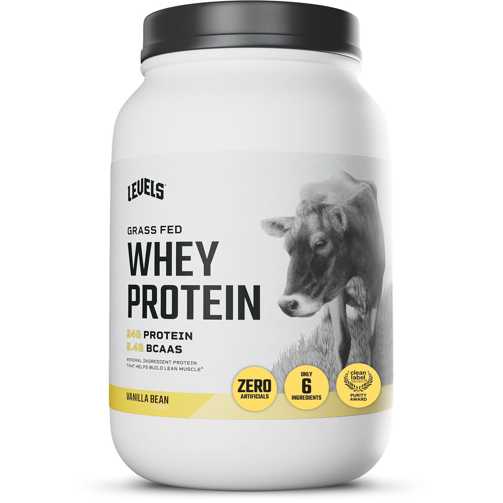 Levels Nutrition Levels Grass Fed Whey Protein, No Artificials, 24G of Protein, Vanilla Bean, 2LB