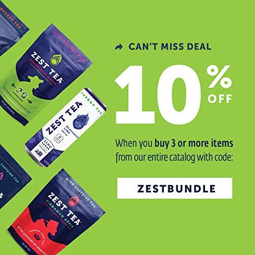 ZEST TEA Zest Tea Premium Energy Hot Tea, High Caffeine Blend Natural & Healthy Black Coffee Substitute, Perfect for Keto, 135 mg Caffeine per Serving, Pomegranate Mojito Green Tea, Tin of 15 Sachet Bags