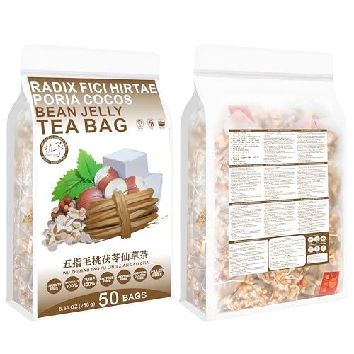 Plant Gift 100% Pure Natural Herbal Tea, Radix Fici Hirtae Poria cocos Bean Jelly Tea Bag, 250g/8.81oz (5g*50bags) Tartary buckwheat, Coix seed, Poria cocos, Caffeine Free, No Additives, Non-GMO