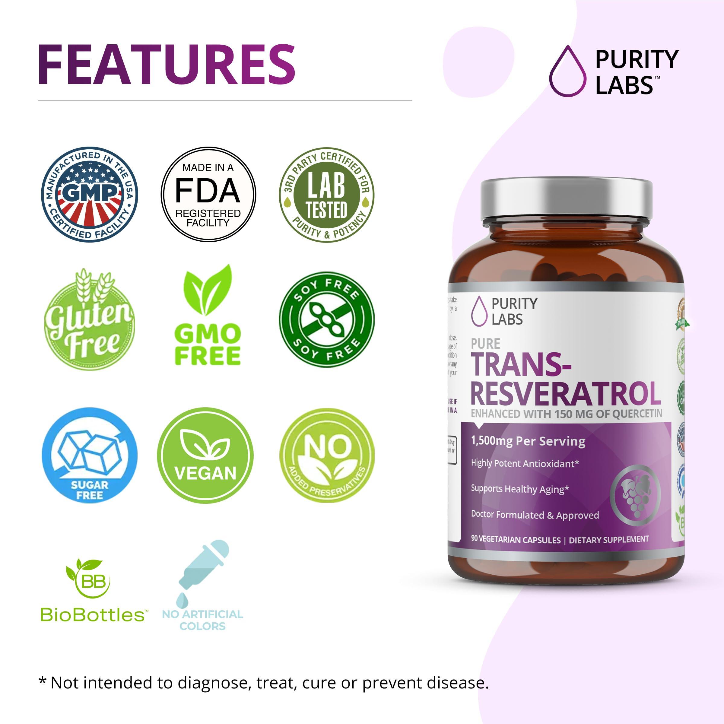 Purity Labs Purity Labs Vitamin D3 K2 & Pure Trans-Resveratrol Supplement
