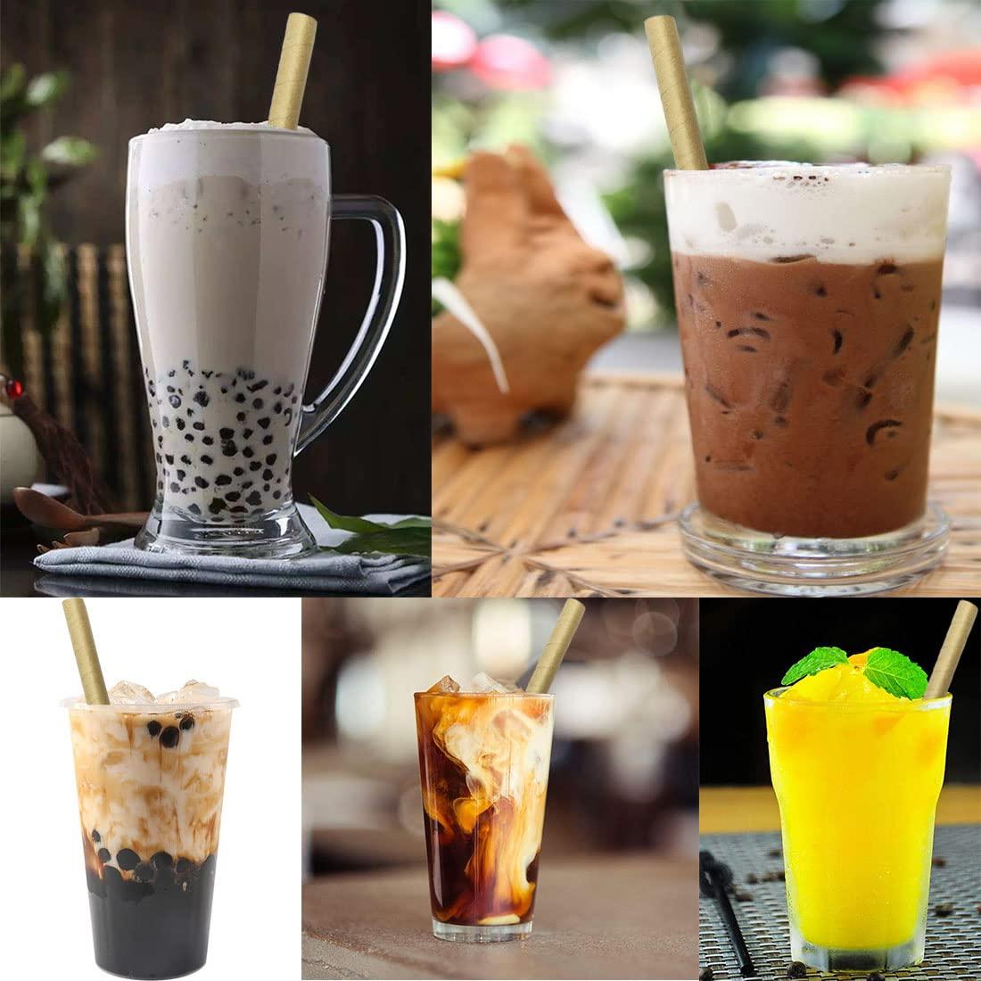 morneve Boba Straws, Smoothie Straw Paper Drinking Straws Disposable Biodegradable Extra Wide 12mm 0.5" Large for Bubble Tea Pearls Jumbo Milkshake Slushy Wedding Party Supplies, Kraft 50 Pcs