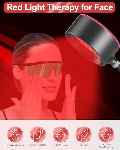 LIGHTMEUP Red Light Therapy Glasses Eye Protection Transparent Maintain Visibility Infrared Eye Protection Goggles Full Wrap-Around Design Adjustable Leg Suitable For Use With Infrared Red Light Therapy Devices