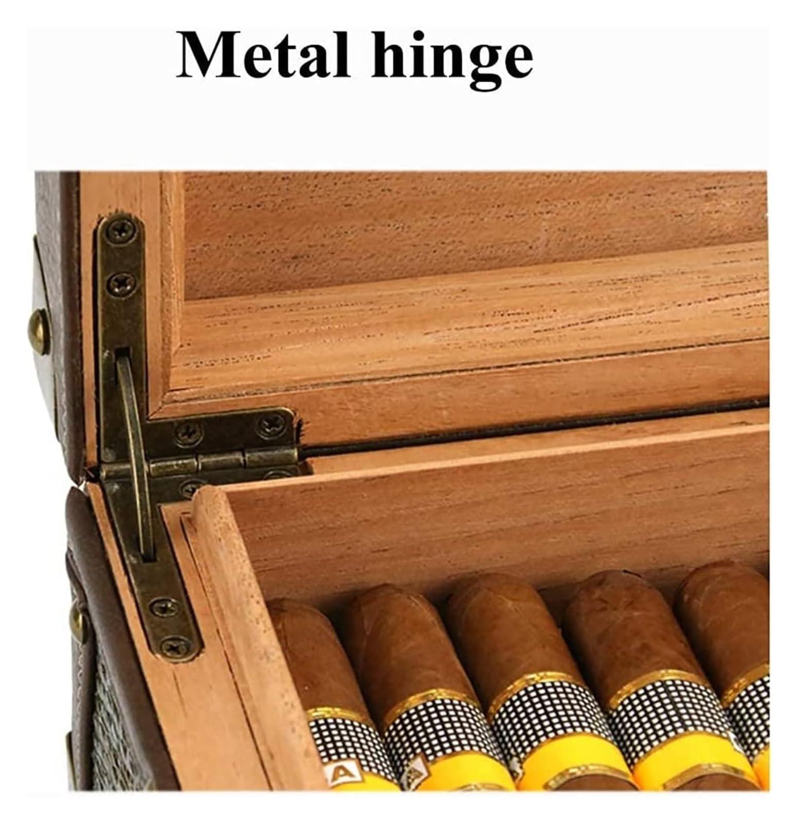 TiStm Cigar Humidor Handcrafted Humidor, Handmade, Desktop Cigar Storage, with Hygrometer Humidifier, for Men, for 50 Cigars, Ebony Finish