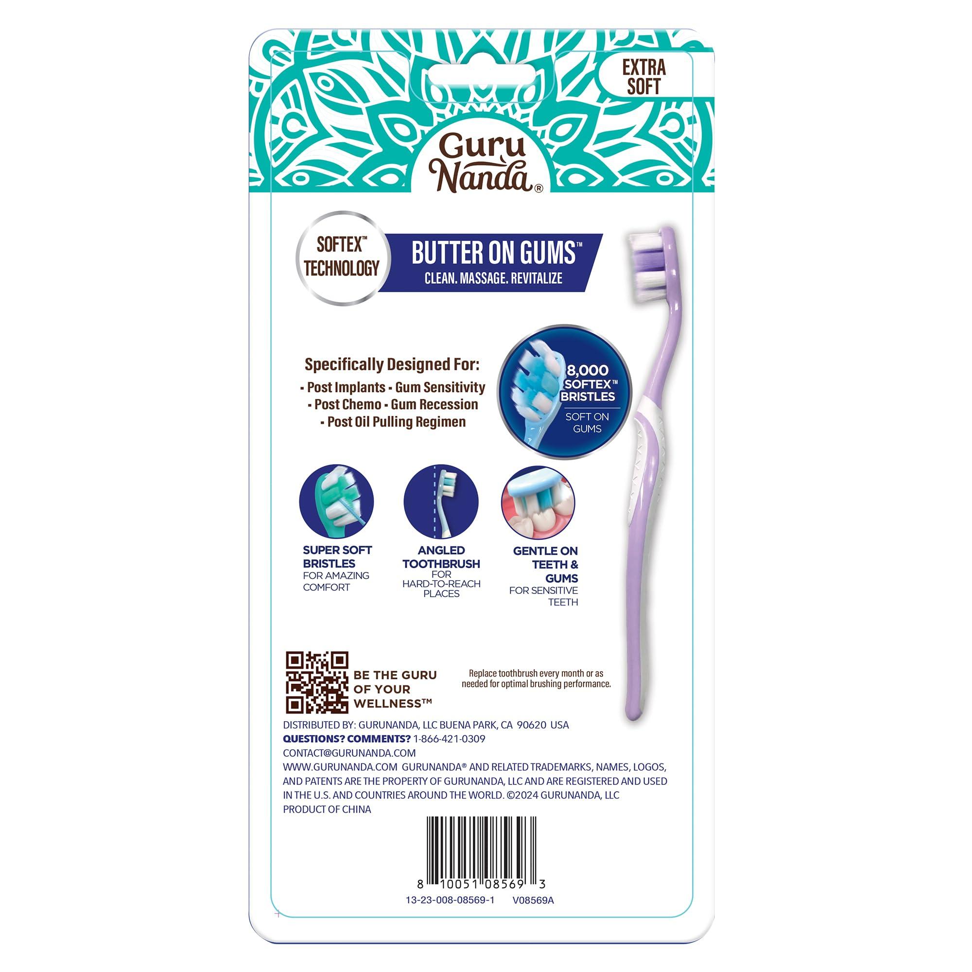GuruNanda GuruNanda Butter on Gums Toothbrush with Extra Soft Bristles for Sensitive Gums, Soft Toothbrush for Kids & Adults, 8 ct