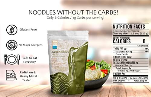 SEA TANGLE NOODLE COMPANY Sea Tangle Organic Green Tea Kelp Noodles (12oz) - Pack of 12 - Low Calorie Asian Noodles for Healthy Noodle Dishes - Gluten Free, Keto Noodle Sub for Rice Noodles, Glass Noodles, Pad Thai Noodles