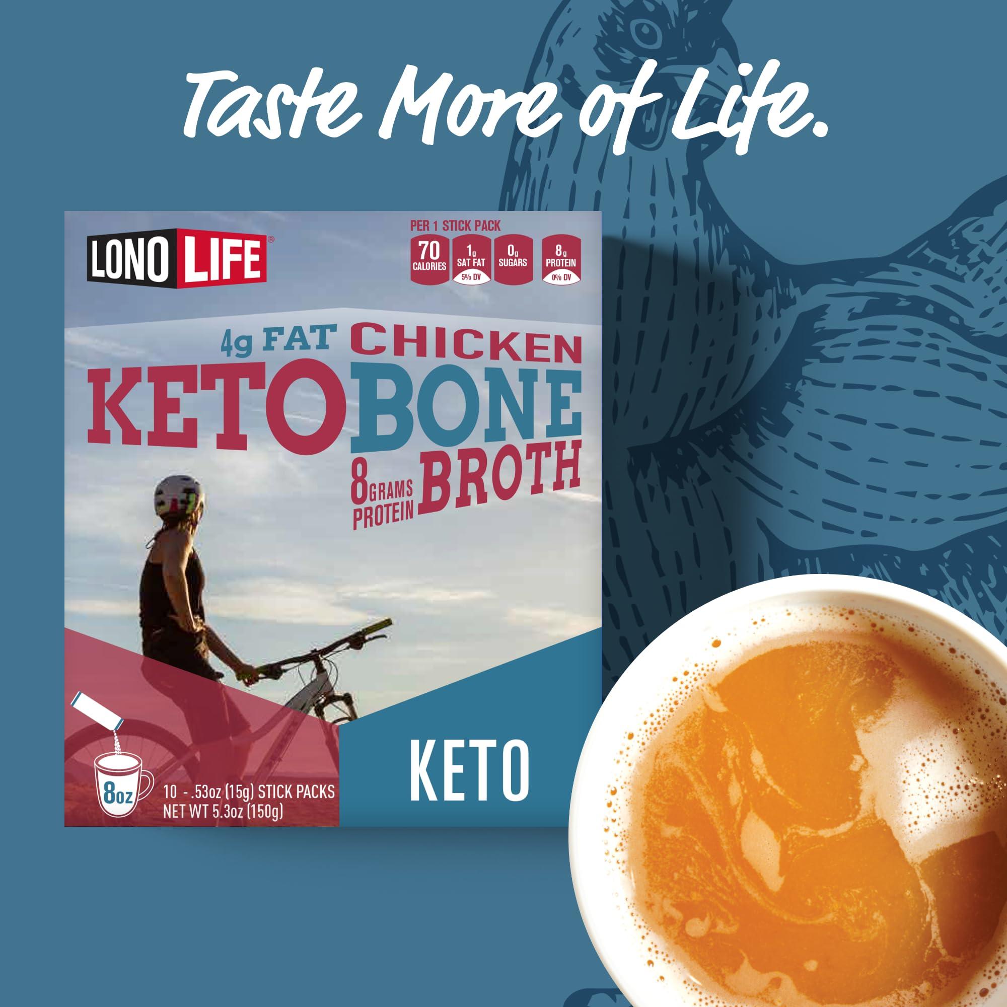 LONOLIFE LonoLife Keto Chicken Bone Broth Powder Mix | 10g Protein | Collagen-Rich, Keto & Paleo Friendly | Natural Ingredients | 24 Portable Stick Pack Servings