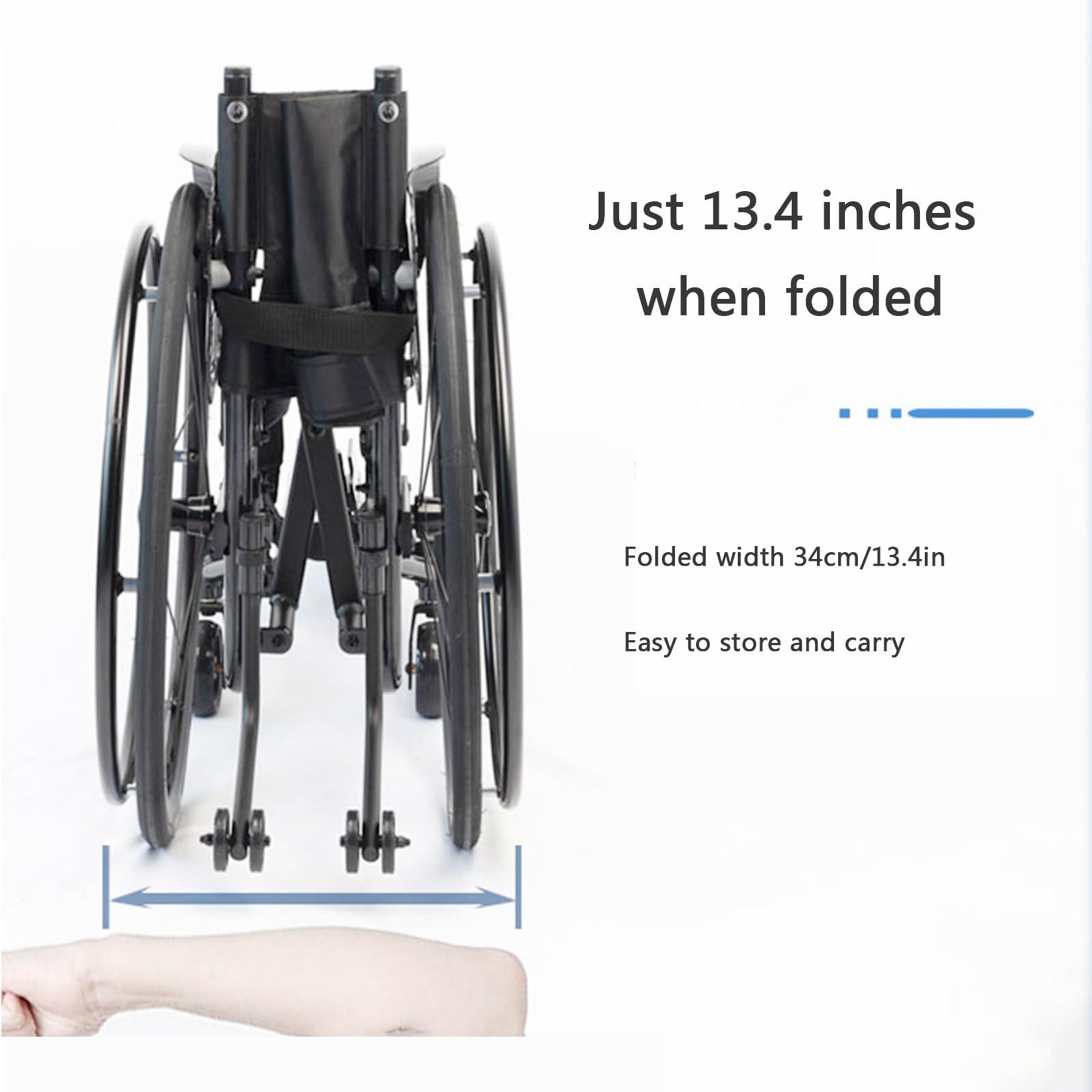 Atduglanix All-Terrain Ultra Lightweight Sports Wheelchair Foldable Adjustable Footrest and Seat Height, Handbrakes,Suitable for Teenagers, Adults, Seniors(Purple1,Seat Width 39cm/15.35in)