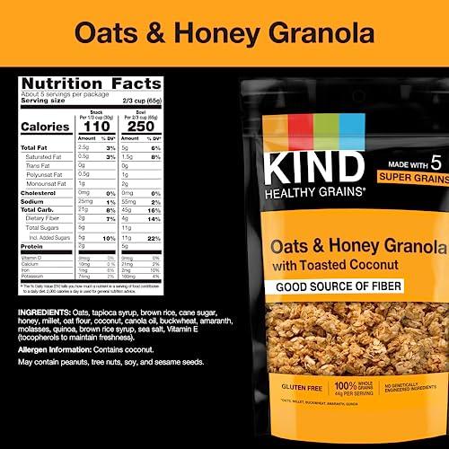 KIND KIND Healthy Grains Clusters, Oats & Honey, Healthy Snacks, Gluten Free, 10g Protein, 3 Count