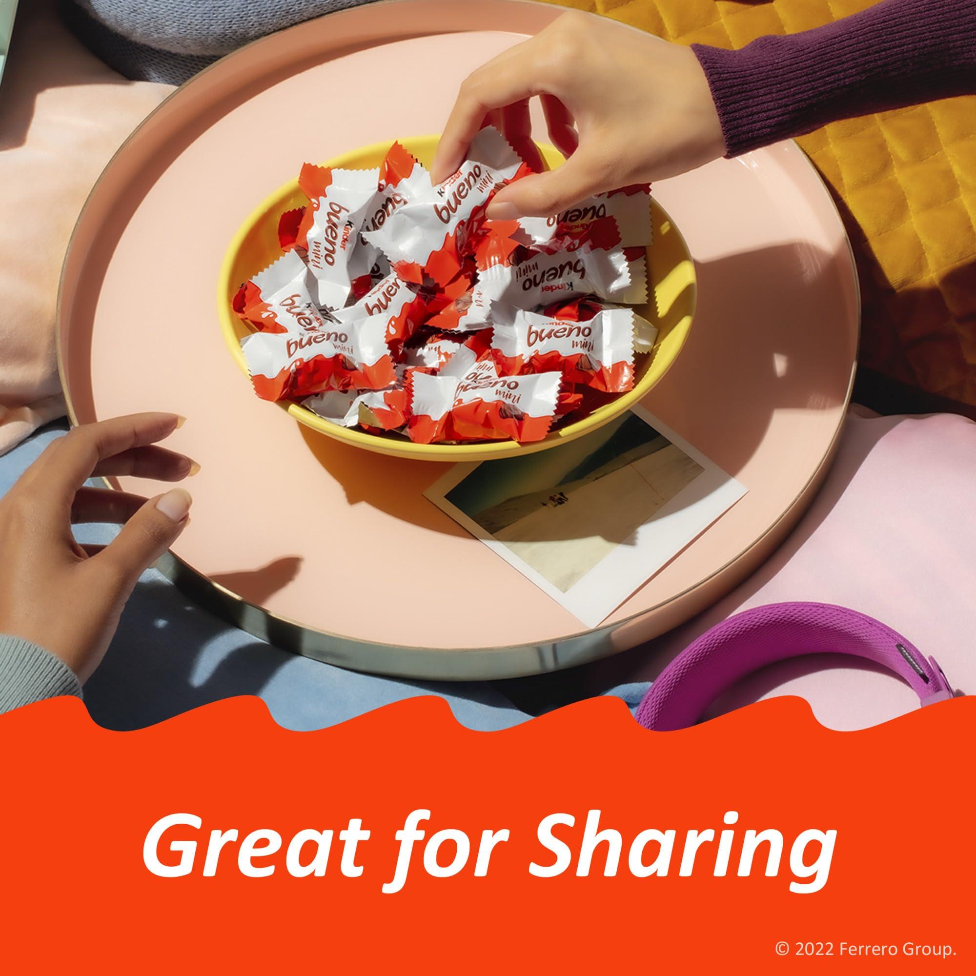 Kinder Bueno Kinder Bueno Mini, Milk Chocolate and Hazelnut Cream, Individually Wrapped Chocolate Bars, Share Size, 5.7 oz