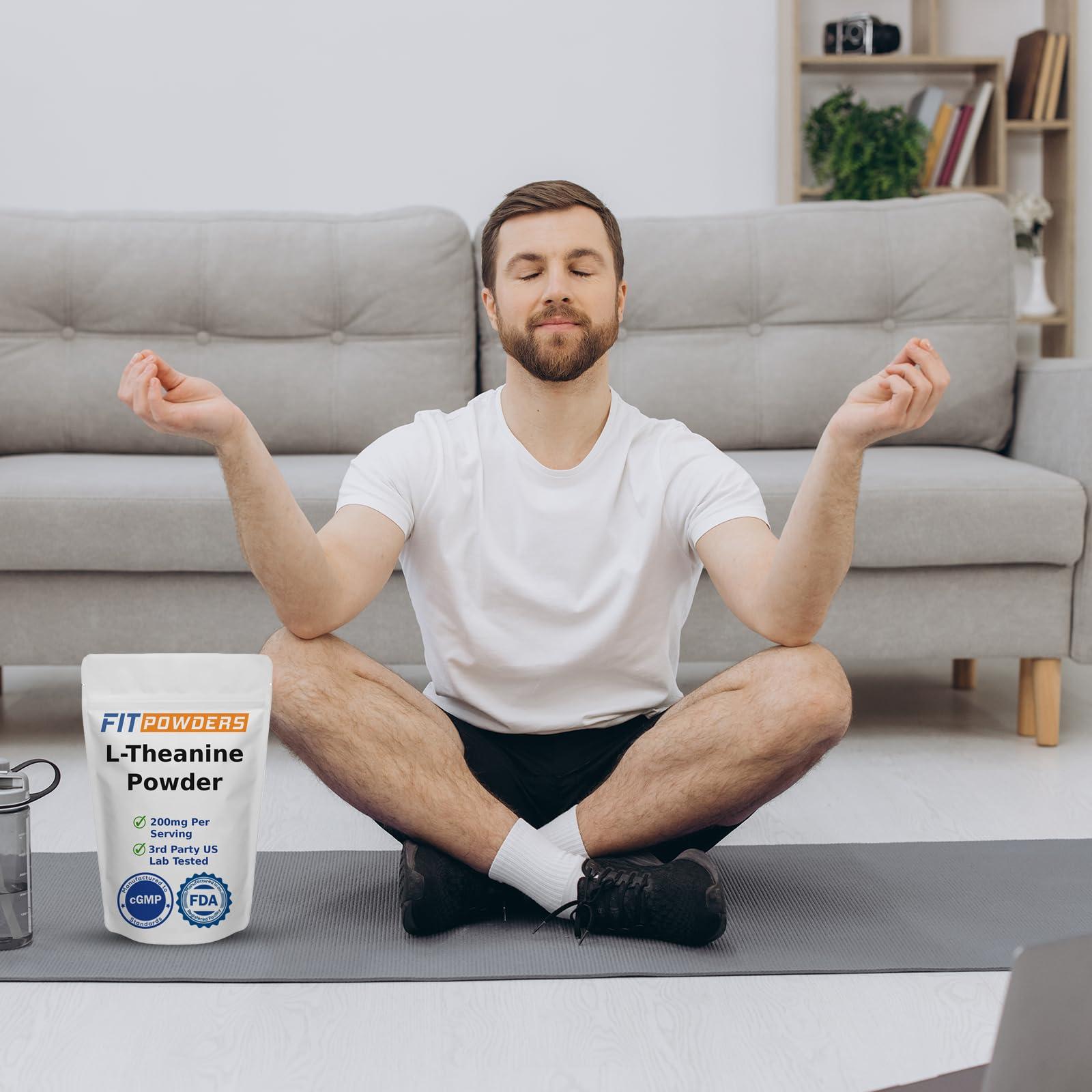 FitPowders FitPowders L-Theanine Powder 100% Pure, Non-GMO, Vegan, Gluten Free Theanine Powder Supplement (Multiple Sizes) Mood and Cognitive, Stress Relief and Relaxation, Scoop Included (250 Grams)