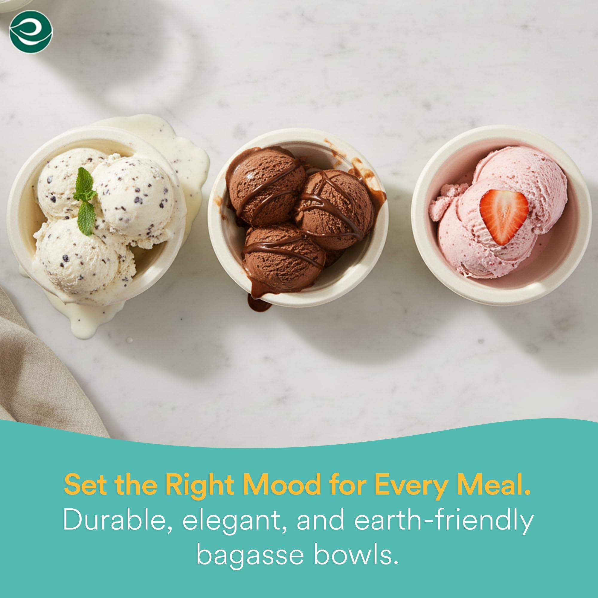 ECO SOUL ECO SOUL 100% Compostable 12 Oz Soup Bowls [4 Packs of 100] Disposable dessert bowls I Heavy duty paper bowl I Eco-friendly salad bowl I Biodegradable large Bowls