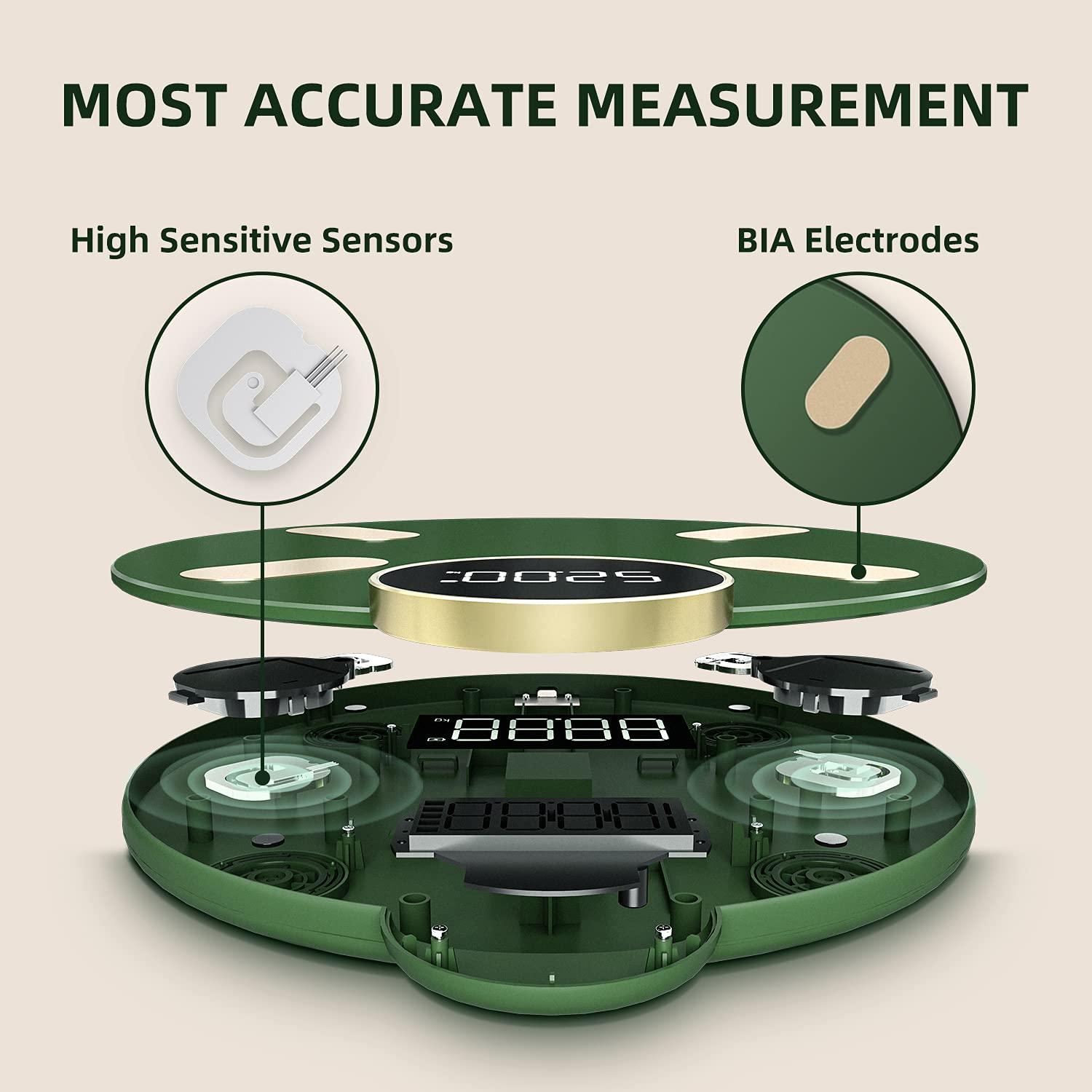 Posture Scale for Body Weight, Posture Digital Bathroom Scale Large LED Display Weight Scale, High Accurate Body Composition Analyzer with BMI with Free Smartphone APP, 400Lb,Green