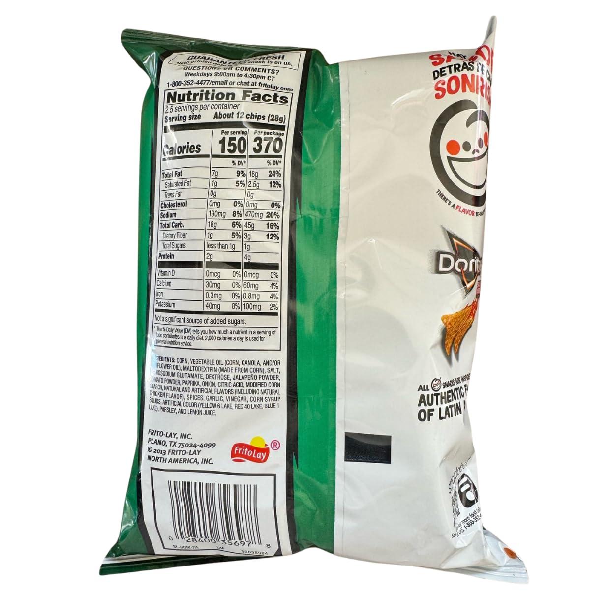 DelizeCo Doritos Salsa Verde Chips Pack of 3 | 2.5 oz bags