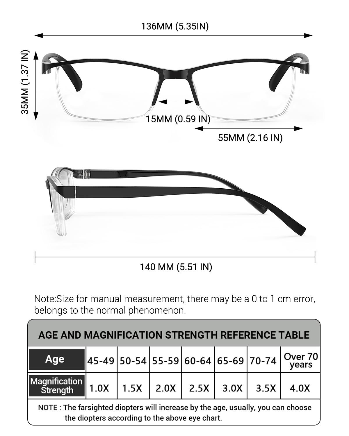 LUFF LUFF 4PCS Anti-Blu-Ray Reading Glasses Uv400,Sun Readers With Spring Hinges(0.0X)