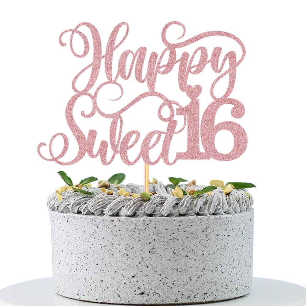 WRACKKIAR WRACKKIAR Sweet Sixteen Cake Topper-Happy 16th Birthday Cake Topper-Sweet 16 Cake Decorations Supplies
