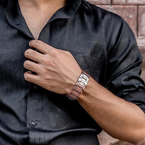 MagnetRX MagnetRX 3x Strength Copper Bracelet  99.9% Pure Copper Bracelets for Men with Magnets  Premium Foldover Clasp and Adjustable Length with Included Sizing Tool (Stealth)