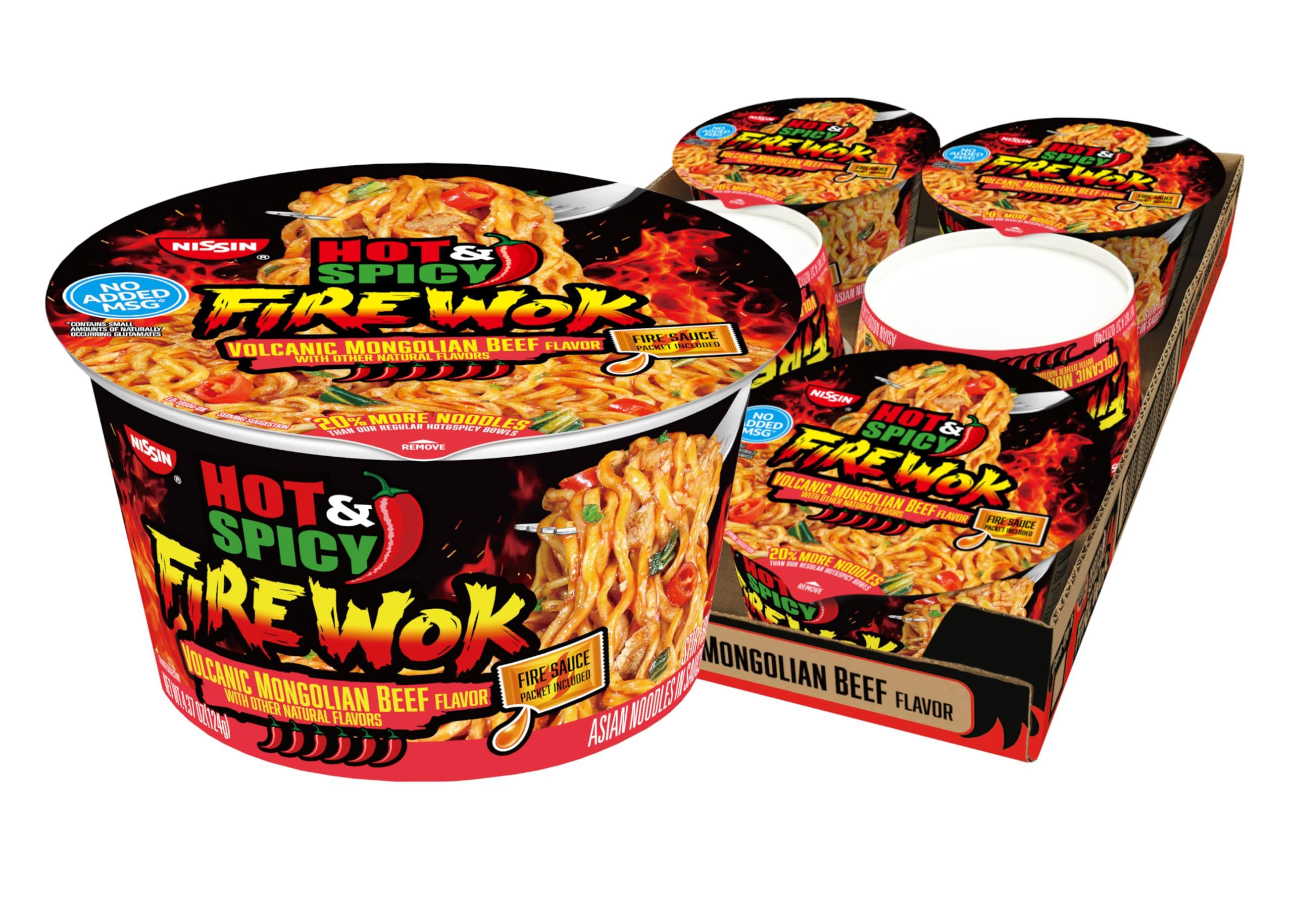 NISSIN Nissin Hot & Spicy Fire Wok, Volcanic Mongolian Beef, 4.37 Ounce (Pack of 6)