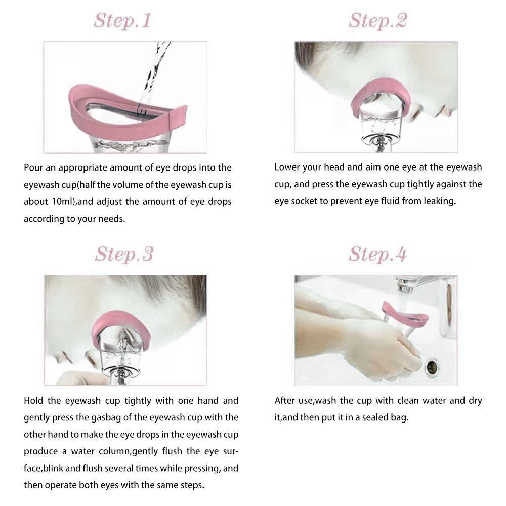 CANIPHA Eye Wash Cup,Eye Wash Cleaner Kit Silicon Manual Air Pressure Eye Cleaning Cup Tool Effective Eye Rinse Clean Dust Makeup Irritants,Transparent with Storage Container Eye Cup Soothing Tired Eyes(Pink)