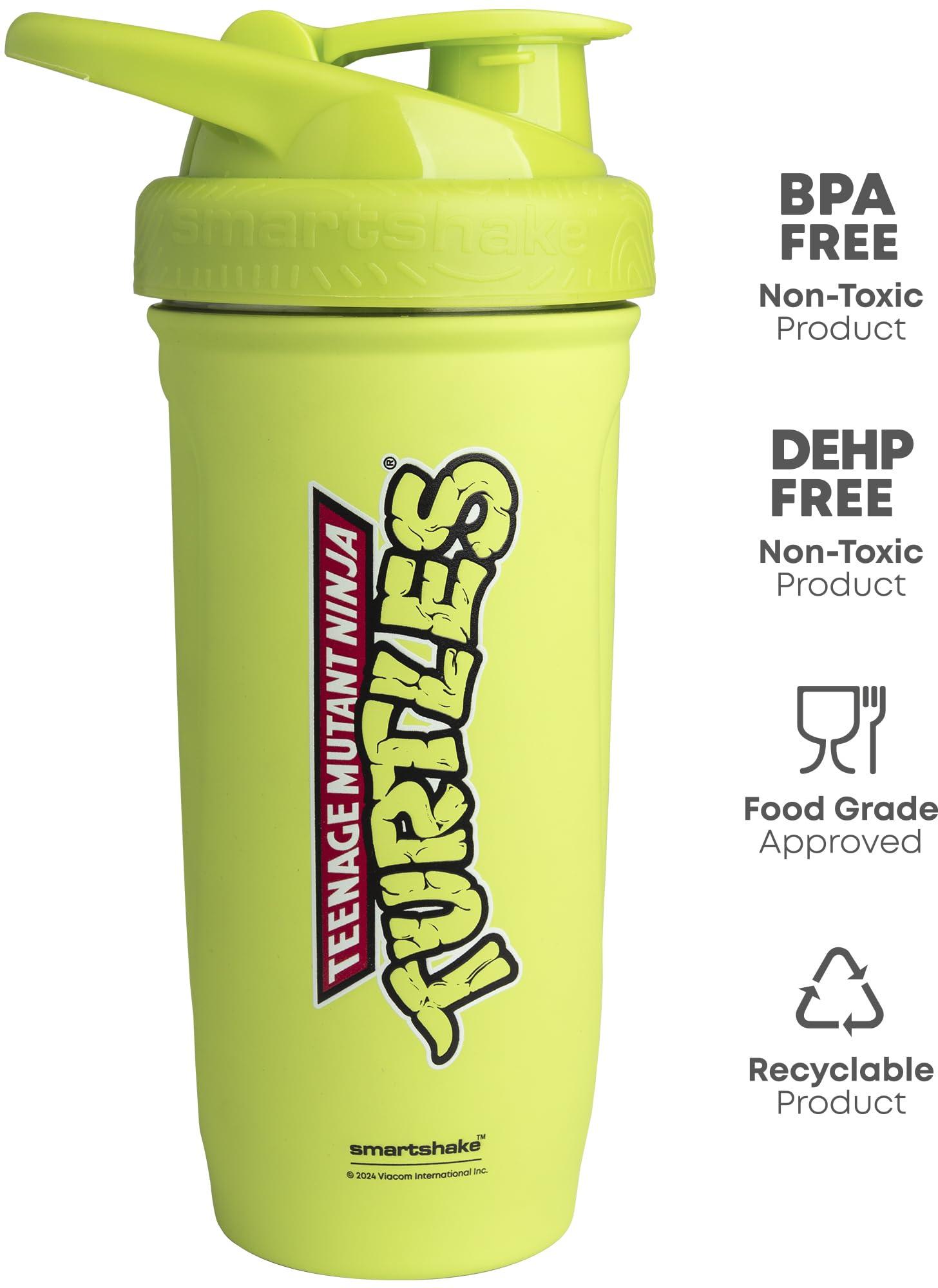 Smartshake Smartshake TMNT Reforce Stainless Steel Protein Shaker Bottle 900 ml | 30 oz - Leakproof Screw-on Lid - BPA Free Unisex - Non Insulated - Light Green
