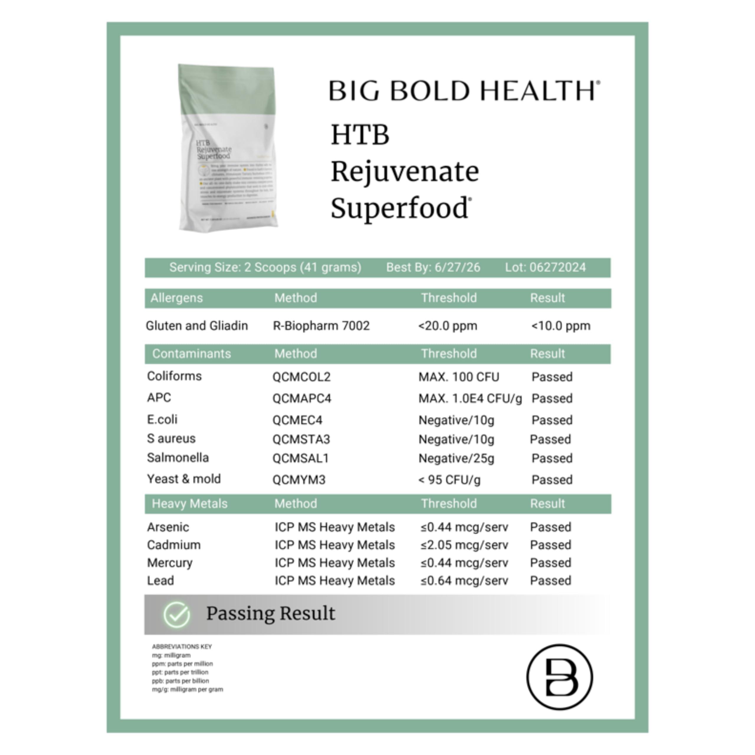 BIG BOLD HEALTH BIG BOLD HEALTH HTB Rejuvenate Superfood Advanced Protein Shake Mix- Superfood Protein Powder, Plant-Based Protein Shake for Immune Rejuvenation, French Vanilla Flavor