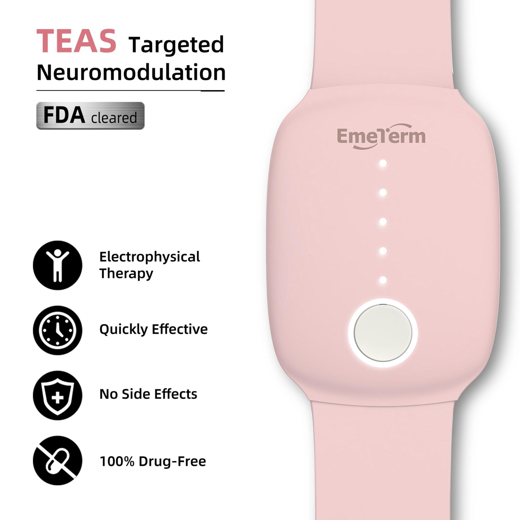 EmeTerm EmeTerm Fashion Pink Anti-Nausea Wristband Relieve Morning Motion Travel Sickness Rechargeable Drug Free Bands Without Side Effects - Extra 2pack Conductive Gel