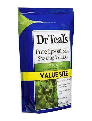 Dr Teal's Dr. Teal's Eucalyptus & Spearmint Soaking Solution (1 Bag, 7lb) - Blended with Pure Epsom Salt - Stimulate and Soothe The Senses - Ease Pain & Soreness in The Body at Home - Value Size Bag