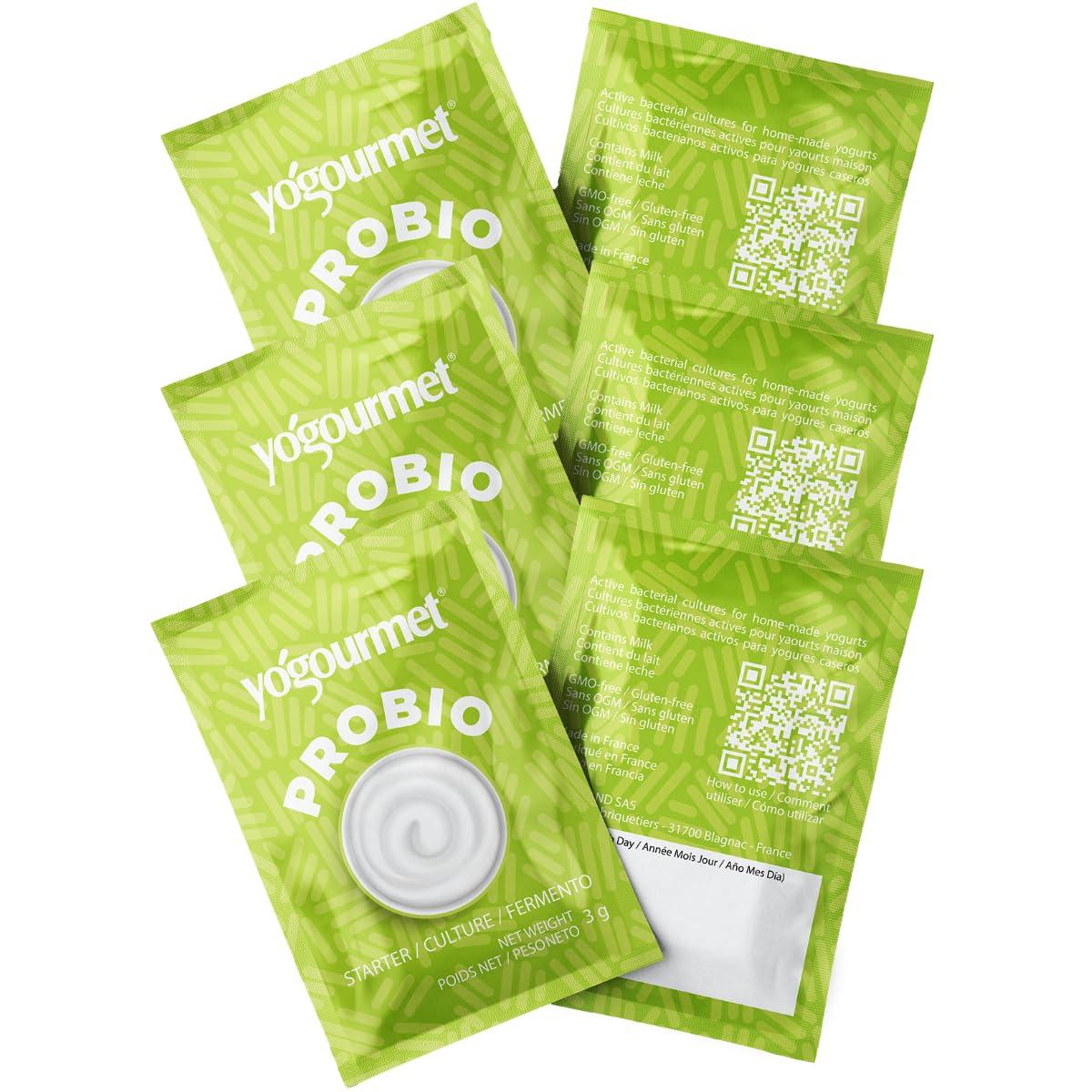 Yogourmet Yogourmet Yogurt Starter With Probiotics (6 Sachets = 6 Quarts of Yogurt) - Make Yogurt at Home - Starter Culture - All Natural, Gluten Free, Kosher, Halal - 3 g Sachets