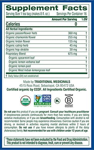 Traditional Medicinals Traditional Medicinals Organic Fair Trade Certified Nighty Night Herbal Tea (16 Count (Pack of 4))
