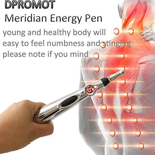 DPROMOT Electronic Acupuncture Pen with 3 Different Heads, Electric Meridian Energy Body Massager Pain Relief Therapy Instrument