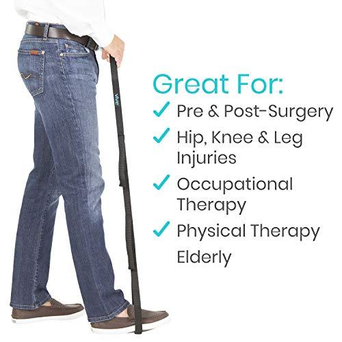 Vive Vive Multi-Loop Leg Lifter Strap (41 Inches) - Rigid for Getting in and Out of Bed, Couch, Car and Wheelchair - Hip and Knee Surgery Recovery Kit with Hand Grips - for Adults, Elderly, Women and Men