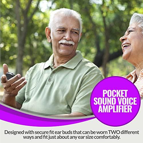 MEDca Rechargeable Personal Sound Amplifier - Pack of 2, Lightweight Compact Pocket Sounds Voice Enhancer Audio Hearing Device w/Background Noise Reduction Digital Hearing for Adults and Seniors