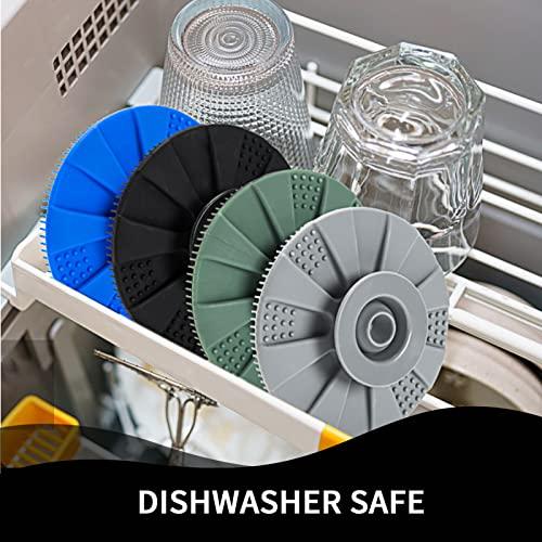 BEAUTAIL Silicone Sponge, BEAUTAIL Non-Scratch Scrub Sponges for Washing Dishes, Kitchen Fruit Vegetable Cleaning Brush, Long Lasting and Reusable Dishwashing Scrubber, Suction Up Hang Designed, 1 Pack, Black