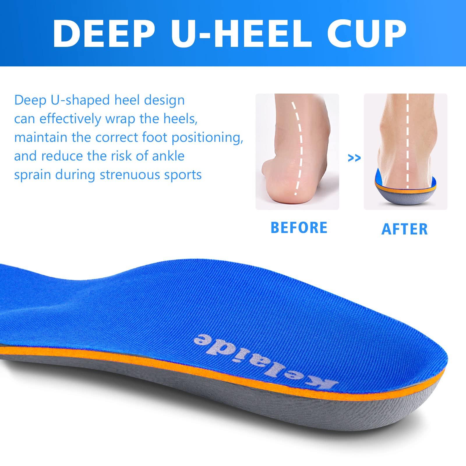 Kelaide Kelaide Arch Support Insoles Relief Plantar Fasciitis, Comfort Orthotic Inserts for Flat Feet, Feet Pain, Pronation, Shoes Insoles for Men and Women Blue