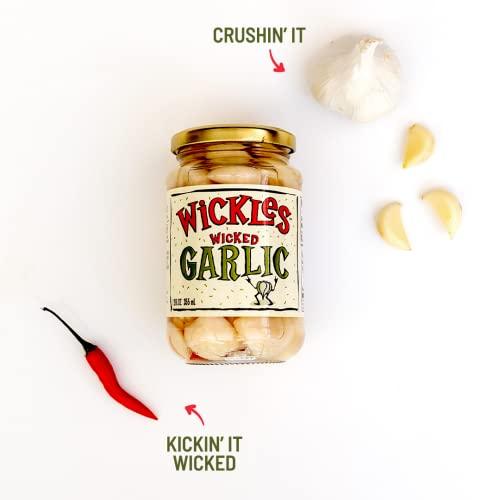 Wickles Wickles Pickles Wicked Garlic (3 Pack) - Spicy Pickled Garlic Cloves - Slightly Tangy, Definitely Spicy, Wickedly Delicious (12 oz Each)