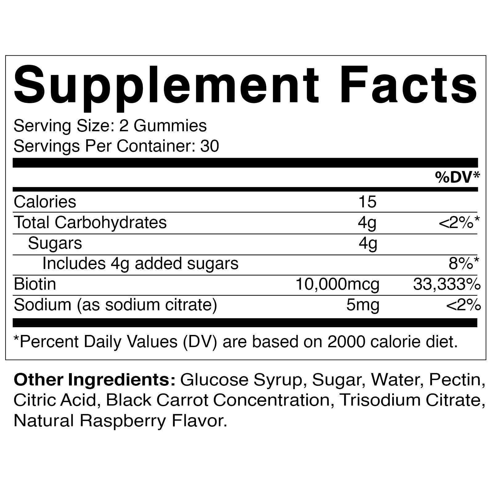 Vitamatic Vitamatic Biotin Gummies 10,000 mcg for Stronger Hair, Skin & Nails - 60 Vegan Gummies - Also Called Vitamin B7 (6 Bottles)