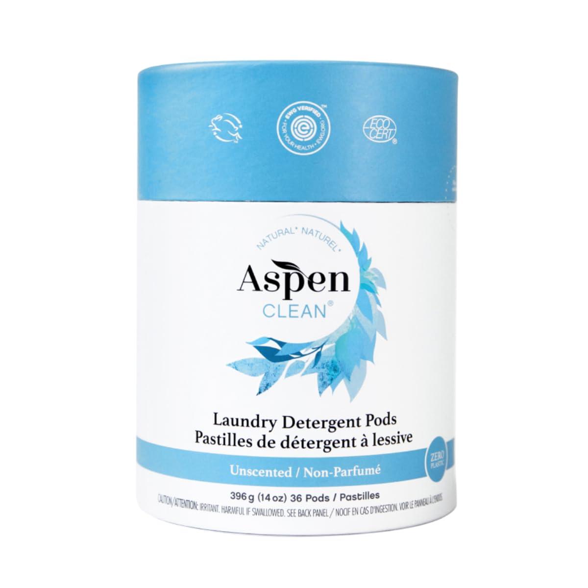 AspenClean Unscented Laundry Pods by AspenClean, New and Improved Packaging, Zero Plastic, EWG Verified™, Vegan, Hypoallergenic Natural Laundry Detergent - 36 Count