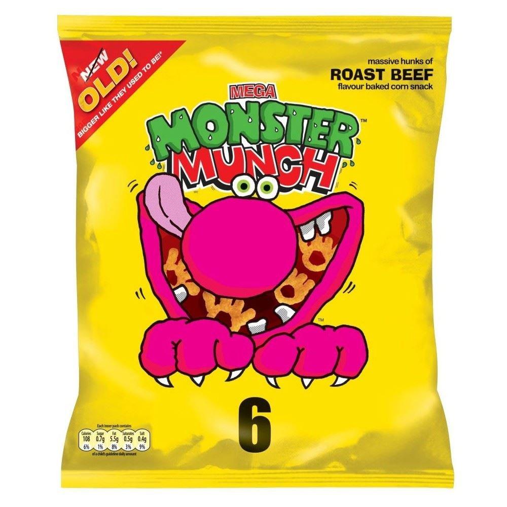 Walkers Monster Munch Roast Beef Snacks 22g X 6