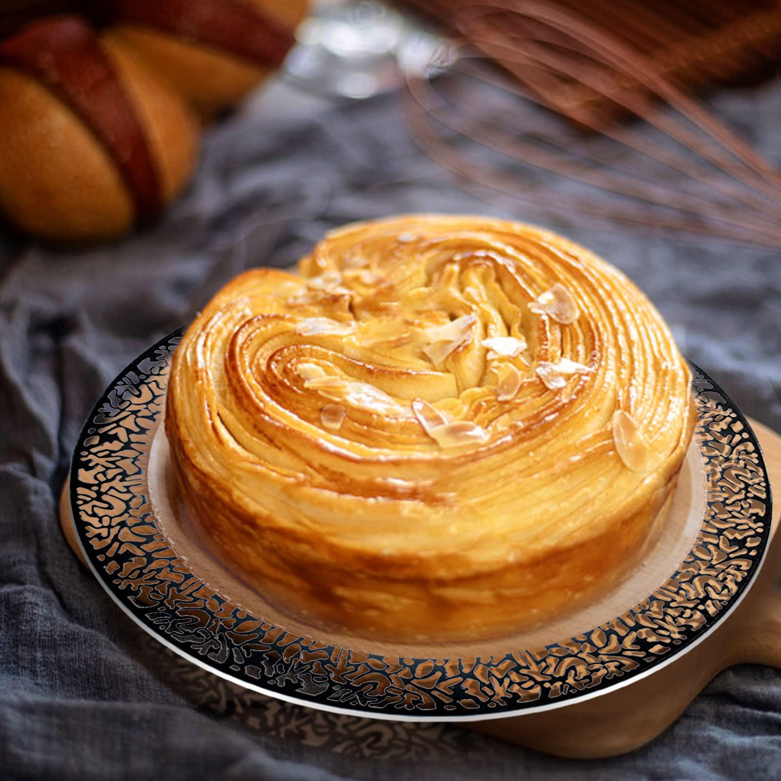 U-QE U-QE 100pcs Clear and Black Plastic Plates - Black Plates Disposable for Party - Black Disposable Plates for Premium Party Supplies Including 50 Dinner Plates 10.25 \'\' &50 Dessert Plates 7.5 \'\'