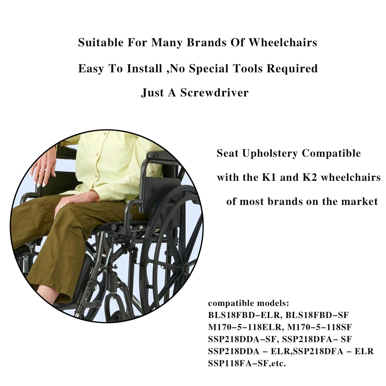 Migeek Migeek Wheelchair 18 inch Seat, Wheelchair Replacement Seat, Nylon Seat Upholstery, Wheelchair Replacement Part (18x16), Universal