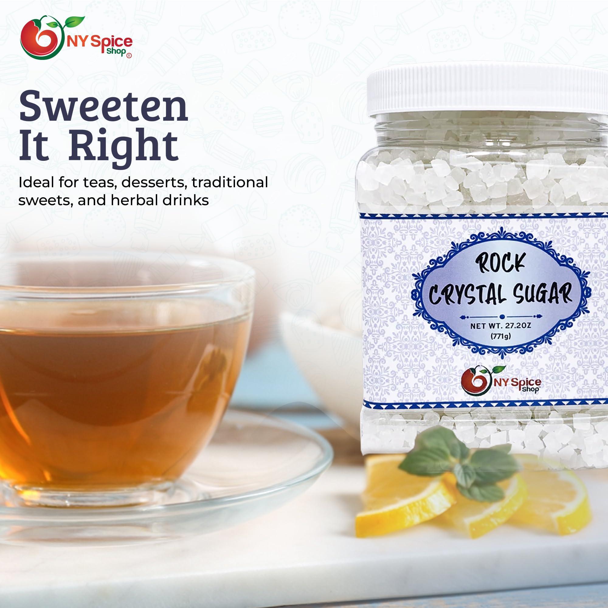 NY Spice Shop NY SPICE SHOP Rock Crystal Sugar 1.7 Pound (27.2 Ounce) Jar Rock Candy Crystals Sugar Rocks Whole Sugar Crystals Rock Candy Rock Sugar for Tea, Cakes