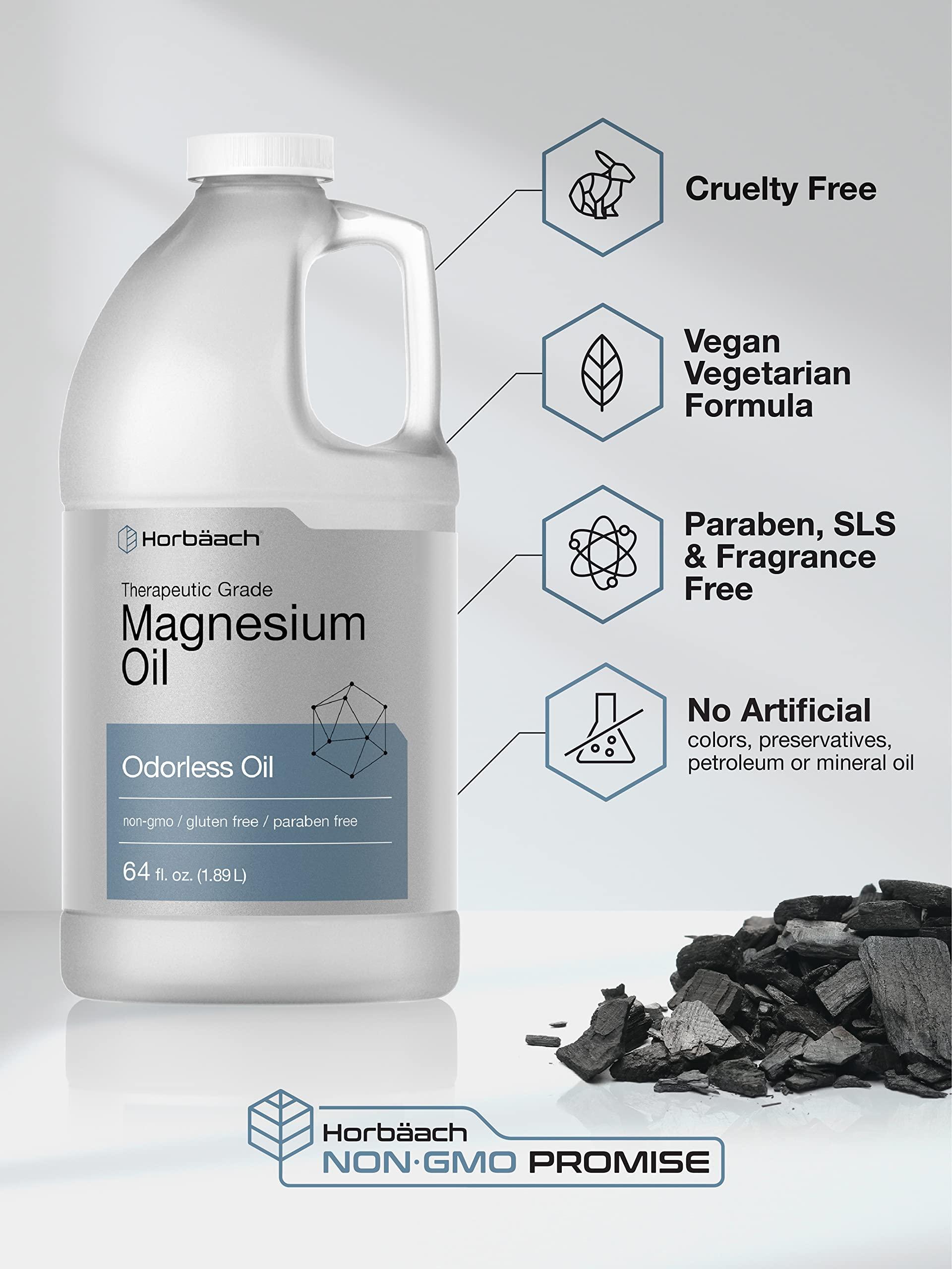 Horbäach Horbach Magnesium Oil | 64 fl. oz | Therapeutic Grade | Vegetarian, Non-GMO, Gluten Free, and Paraben Free Odorless Formula