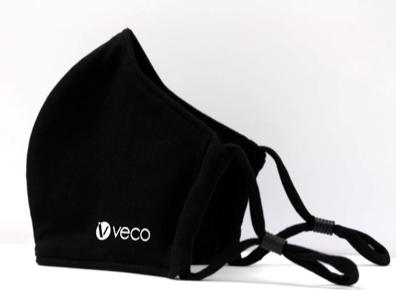 VECO VECO Fabric Face Mask - Pack of 5 (Adult, Black Combo)