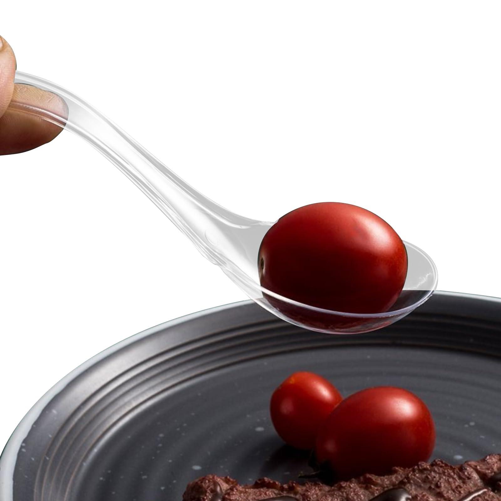 T Legend 50 PCS Disposable Clear Plastic Spoons,Asian Soup Spoons,Chinese Spoons,tasting spoon,front dish spoon,Plastic Cutlery(Clear round bottom)