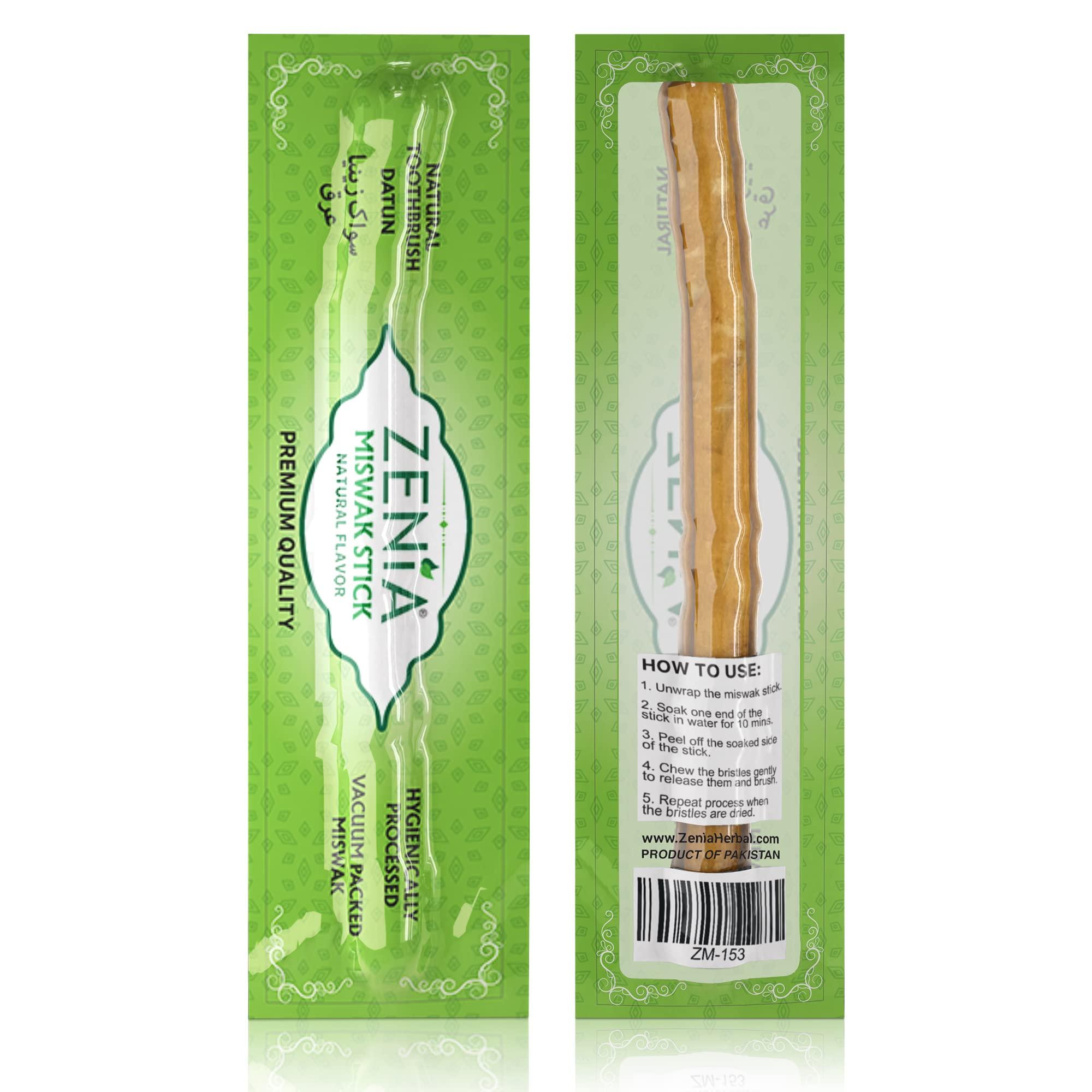 Zenia Zenia Sewak Natural Miswak Toothbrush - Vacuum Sealed Natural Flavor Traditional Peelu Toothbrush Stick - for Healthy Gums, Teeth, and Fresher Breath (Pack of 12)